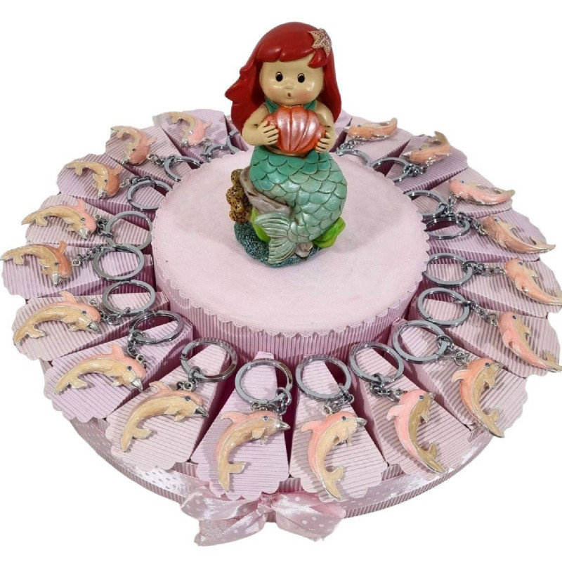 TORTA BOMBONIERA DELFINI PORTACHIAVI SIRENETTA COMPLEANNO COMUNIONE BAMBINO BAMBINA CRESIMA