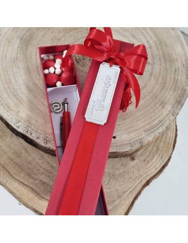 Bomboniere laurea penna scatola personalizzata confetti rossi