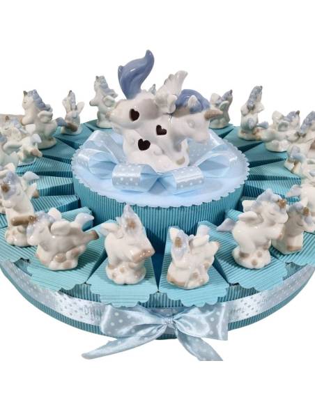 Torta bomboniere Battesimo unicorno porcellana bimbo offerta