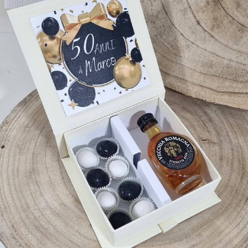 Bomboniere mini liquori Vecchia Romagna scatola confetti