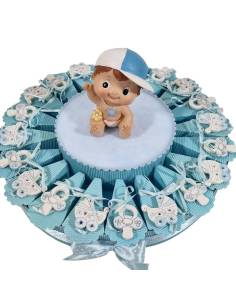 Torta bomboniera ciuccio cicogna carrozzina calamita nascita bimbo