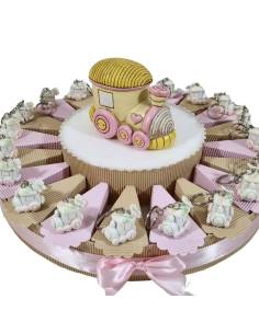 TORTA BOMBONIERE trenino portachiavi 30 fette compleanno Battesimo