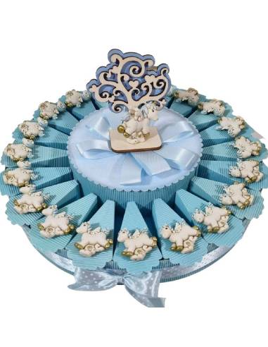 Torta bomboniere maschietto magnete animaletti unicorno