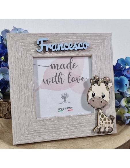 Bomboniere Battesimo personalizzate portafoto animaletti Giraffa bimbo