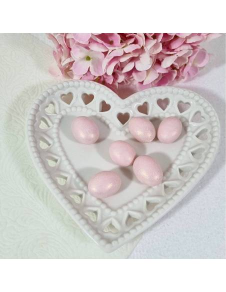 Bomboniere matrimonio piatto cuore ceramica bianca
