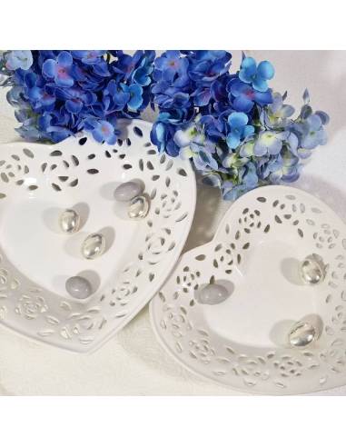 Bomboniere matrimonio utili svuotatasche cuore bianco ceramica