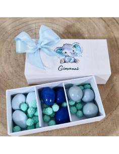 Scatoline portaconfetti nascita a scomparti personalizzate elefante