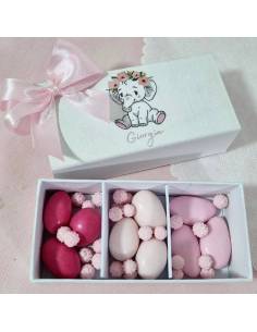 Scatole portaconfetti nascita personalizzate elefante bimba