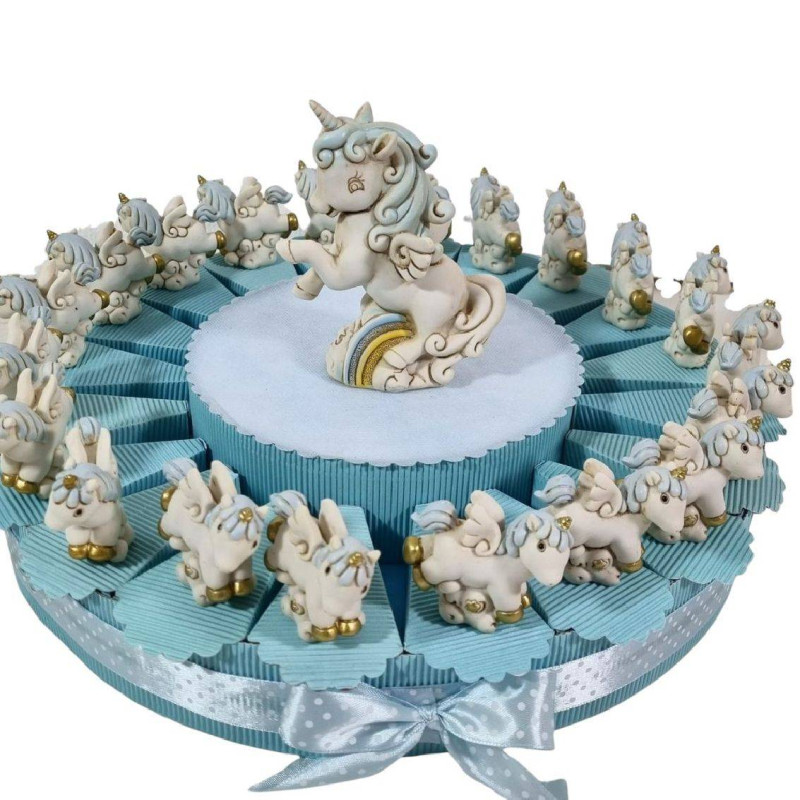 Torta per bomboniere unicorno per bambino statuetta