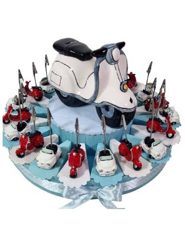 Torta bomboniere portafoto automezzi e salvadanaio auto| Sindy Bomboniere