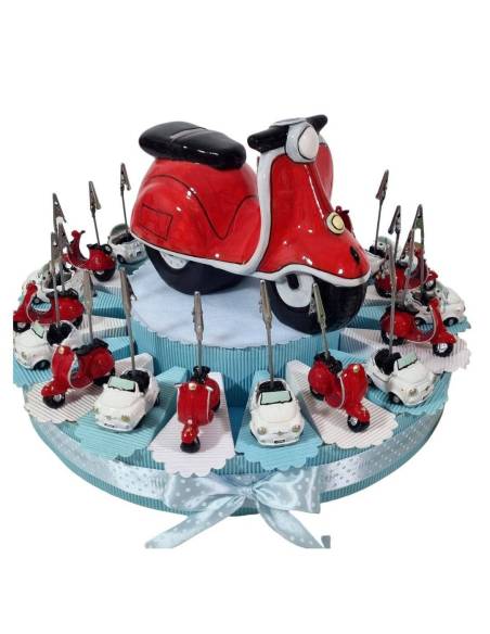 Torta bomboniere portafoto automezzi e salvadanaio auto| Sindy Bomboniere