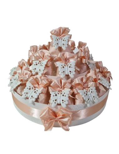 Bomboniere farfalle ceramica bianca sacchetti confezionati a torta| Sindy Bomboniere