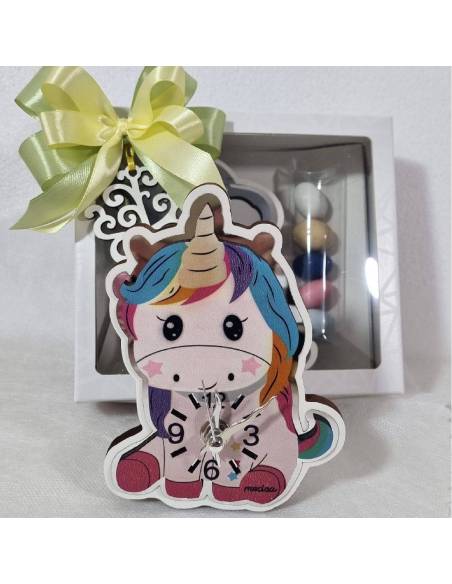Bomboniere orologi animaletti Battesimo unicorno