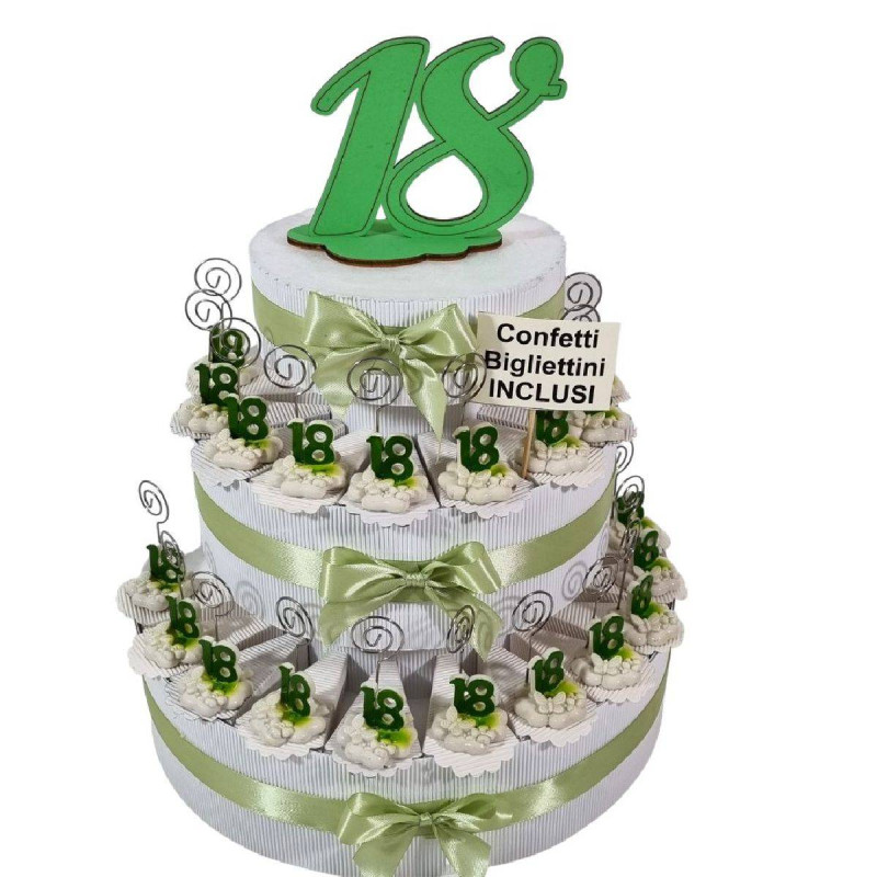 Torta bomboniere 18 anni quadrifoglio clip portafoto
