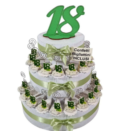 Torta bomboniere 18 anni quadrifoglio clip portafoto