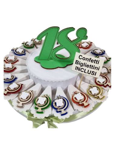 Torta di bomboniere diciottesimo compleanno magneti mappamondo