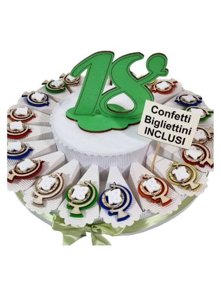 Torta di bomboniere diciottesimo compleanno magneti mappamondo