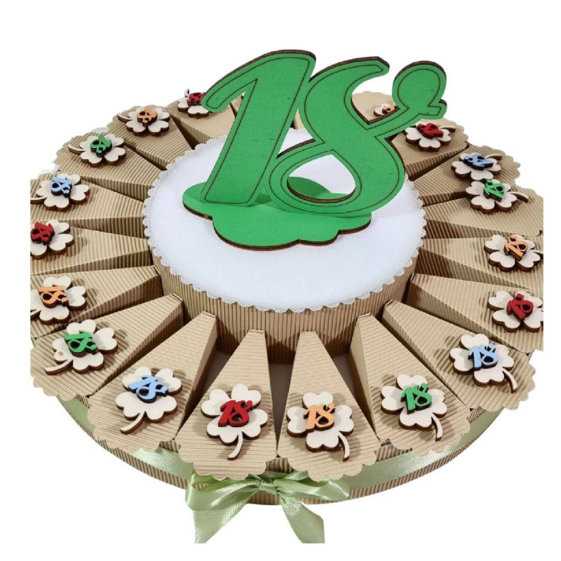 Torta bomboniere diciottesimo compleanno quadrifoglio calamite