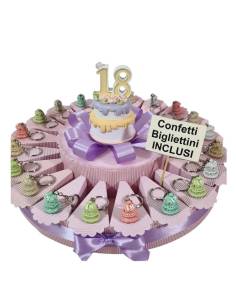 Torta bomboniere 18 anni tema candy portachiavi cupcake