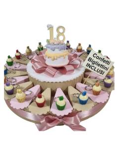 PORTA CONFETTI BOMBONIERA TORTA cucpake portachiavi 18 anni