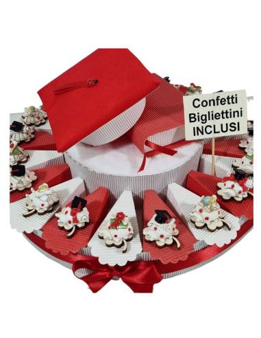 Torta bomboniere laurea coccinella quadrifoglio in legno