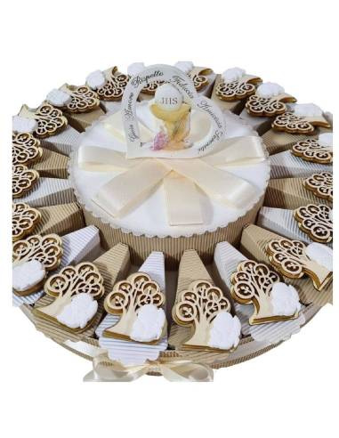 Torta bomboniere Prima Comunione offerta stock albero della vita calamita