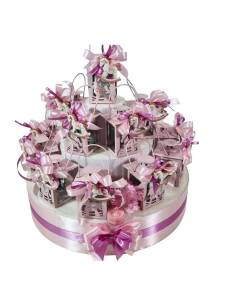 Bomboniere Battesimo bimba lanterna candela Yankee