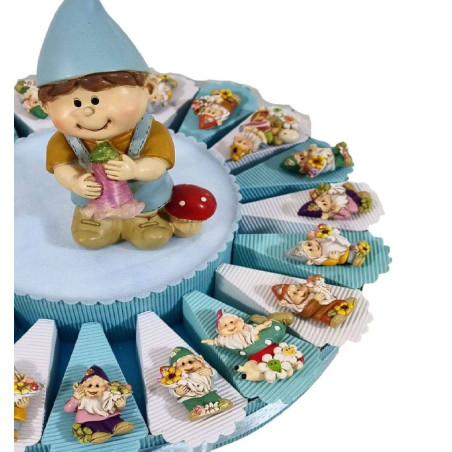 TORTA BOMBONIERA GNOMO folletto magnete bimba nascita battesimo