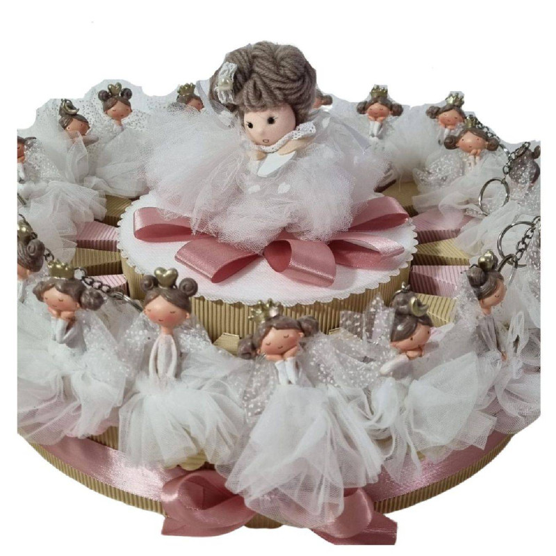 Torta bomboniere fatine portachiavi tulle bianco fate brillanti