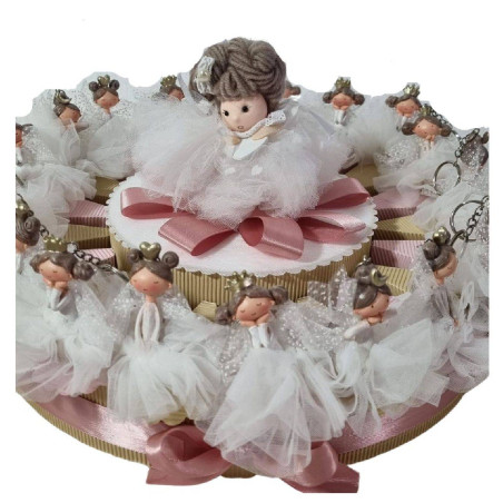 Torta bomboniere fatine portachiavi tulle bianco fate brillanti