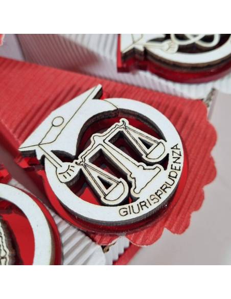 Torta bomboniere laurea magnete tocco con simbolo facoltà