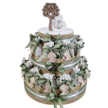 torta sacchetti bomboniere cresima albero della vita pendente