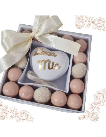 Bomboniere palloncini cuori ceramica magnete beige