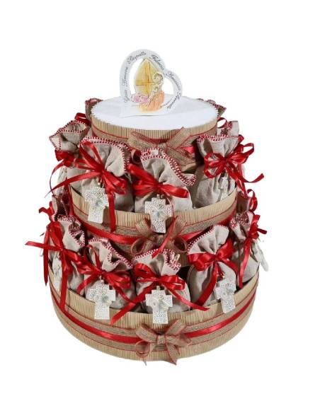 Torta bomboniere Cresima sacchetti tao completi