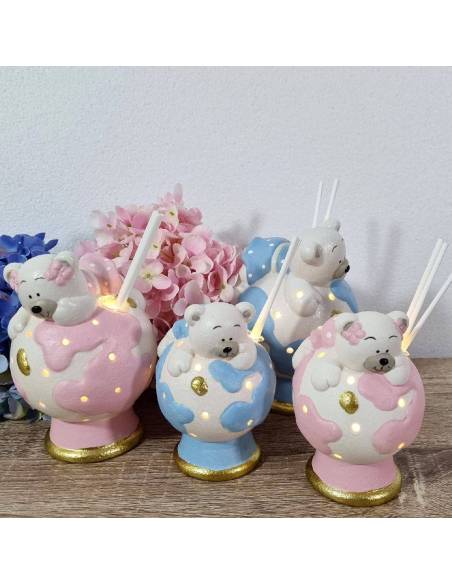 Profumatori bomboniere Battesimo orsetti mappamondo