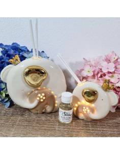 Profumatori bomboniere Battesimo elefanti mamma e figlio luce led