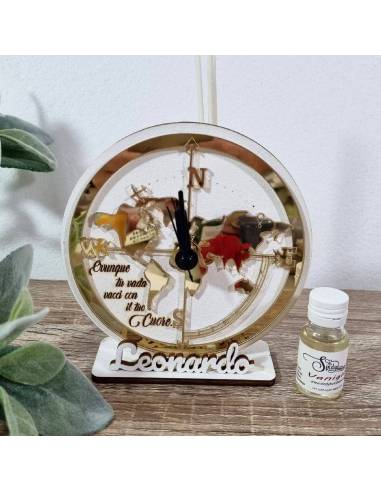 Mappamondo diffusore di profumo frase incisa bomboniere orologio