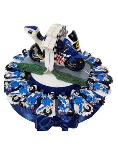 Torta bomboniere moto GP calamita con centrale fermalibro