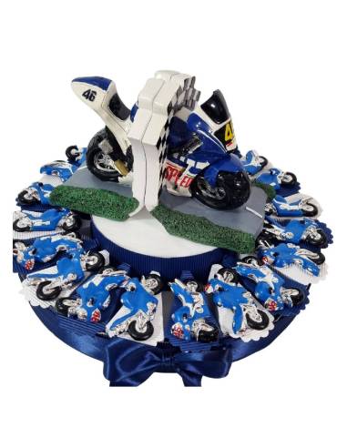 Torta bomboniere moto GP calamita con centrale fermalibro