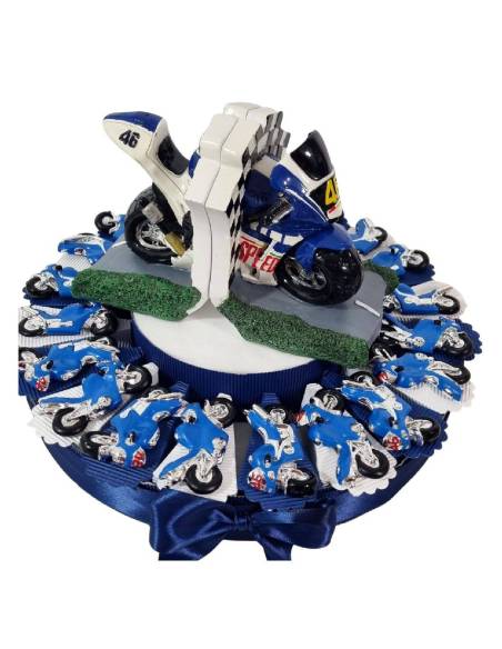 Torta bomboniere moto GP calamita con centrale fermalibro