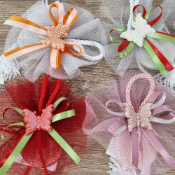 Saponette bomboniera farfalle colorate in ceramica Comunione