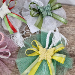 Saponette bomboniera farfalle colorate in ceramica Comunione 2