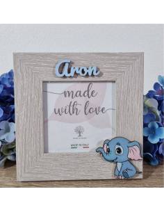 Bomboniere Battesimo maschio elefante portafoto personalizzato