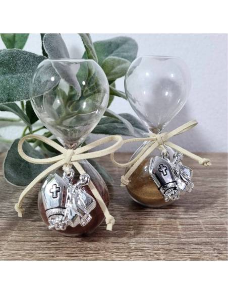 Bomboniere Cresima clessidra sabbia dai colori neutri