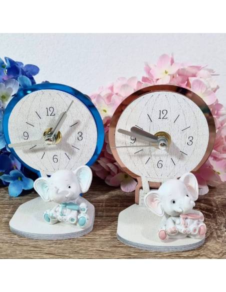 Bomboniera orologio battesimo elefante mongolfiera bimbi