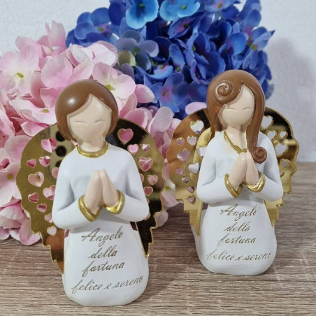 Bomboniere angeli con frasi ali dorate