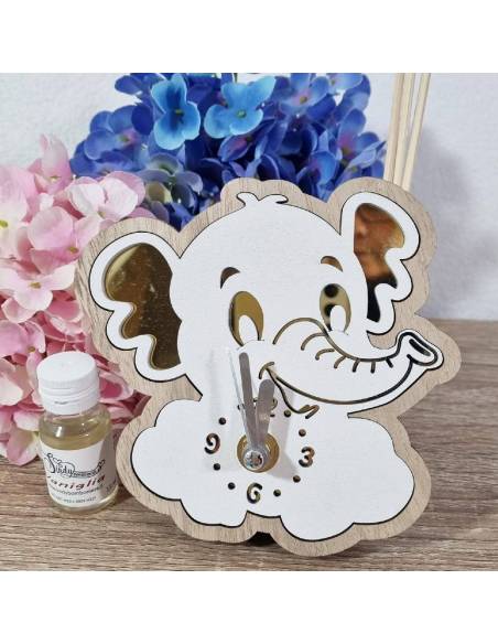 Bomboniere orologio elefante in legno e dorato