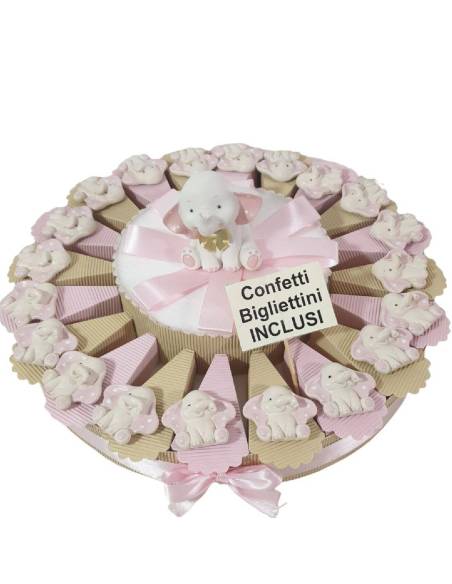 Torta bomboniere elefantino Dumbo calamite orecchie a pois rosa