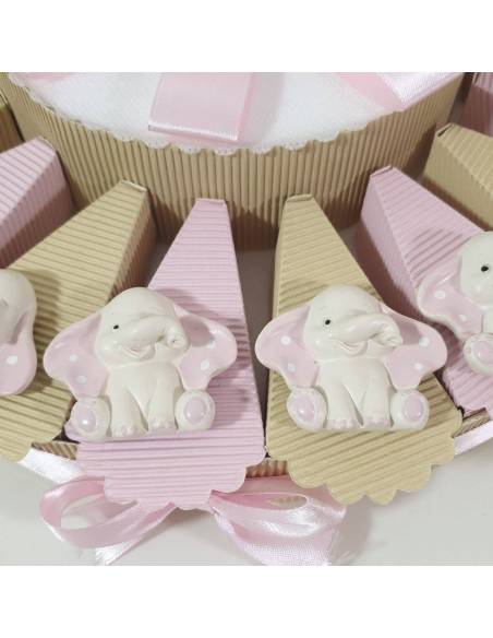 Torta bomboniere elefante magnete femminuccia orecchie rosa E BEIGE