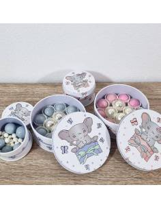 Scatole portaconfetti nascita elefantini in metallo